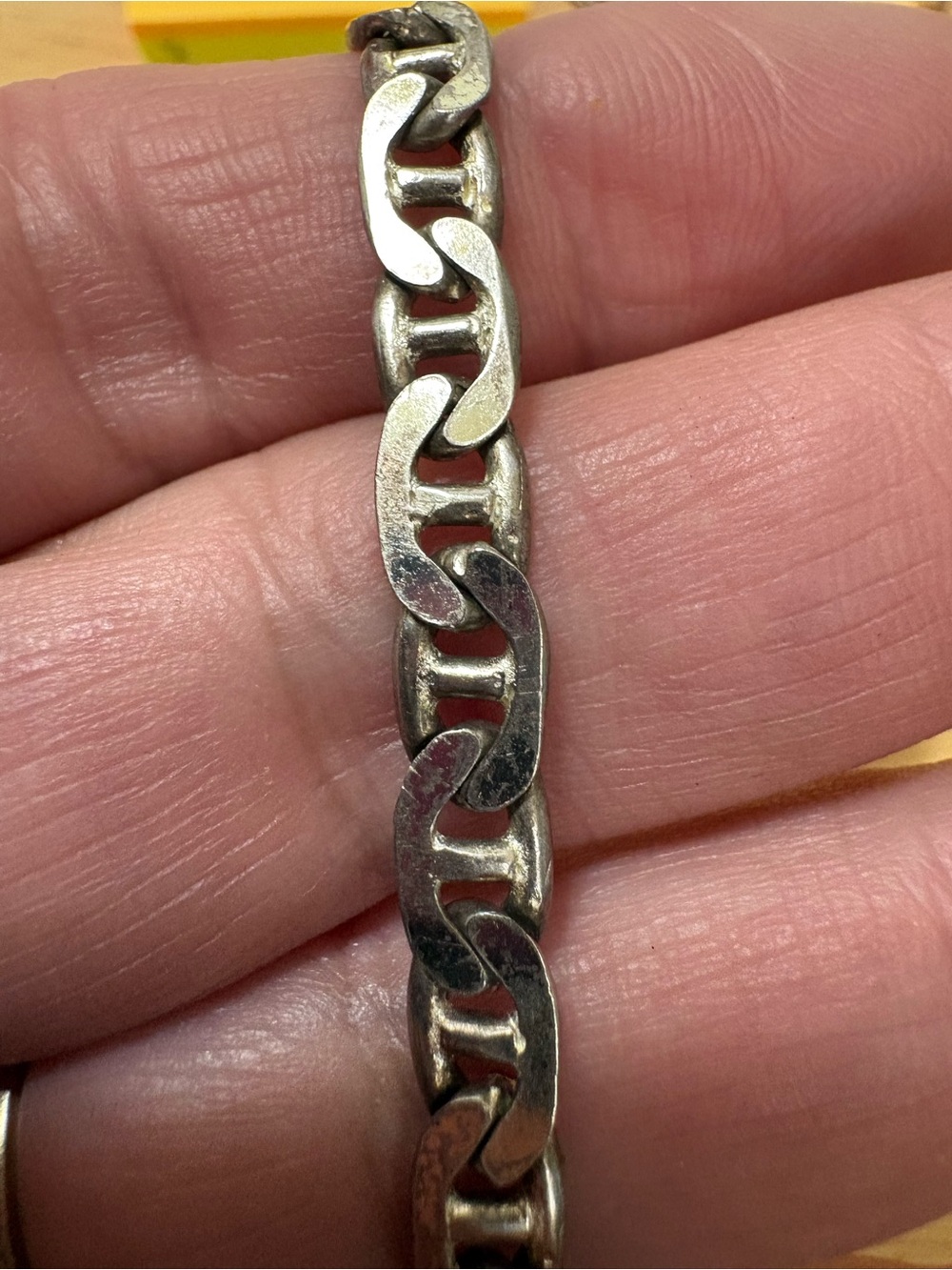 B204 Sterling Silver Italian made flat link Mariners bracelet